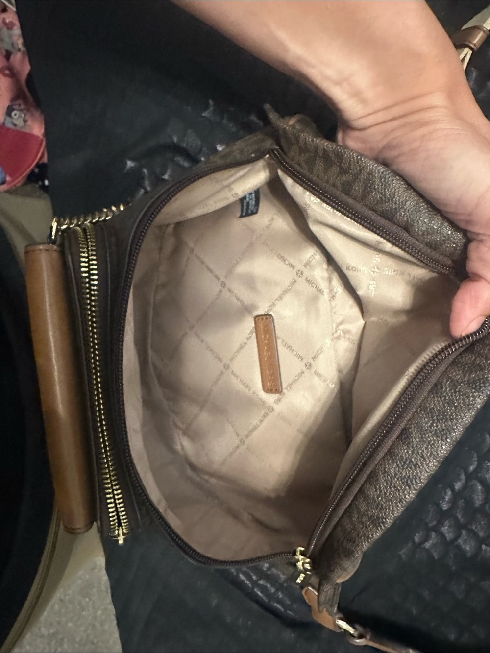 Michael Kors Brown Monogram Crossbody Belt Bag with Gold Hardware - Picture 10 of 12